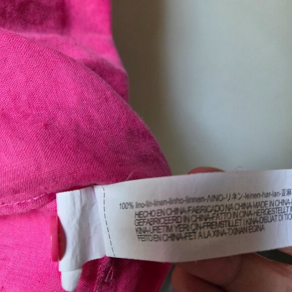 EUC ZARA PINK SEMI CROPPED BUTTON DOWN 100% LINEN SHIRT SIZE XXL WMN - Picture 14 of 16